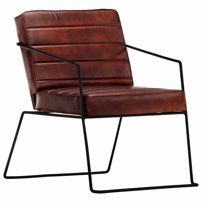 vidaXL - Fauteuil - echt - leer - donkerbruin