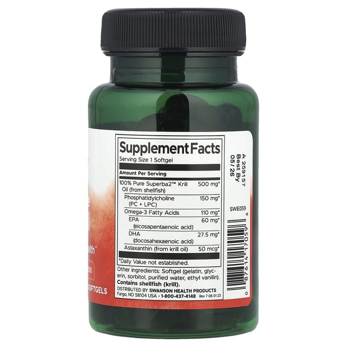 100% Pure Krillolie, 60 Softgels