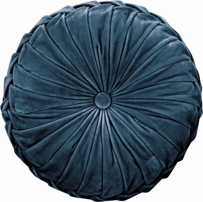 Laura Ashley Rosanna rond sierkussen velours - 35 cm - Dark Seaspray