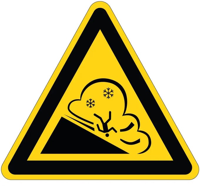 Pas op voor lawines waarschuwingssticker - W083 | 30 cm